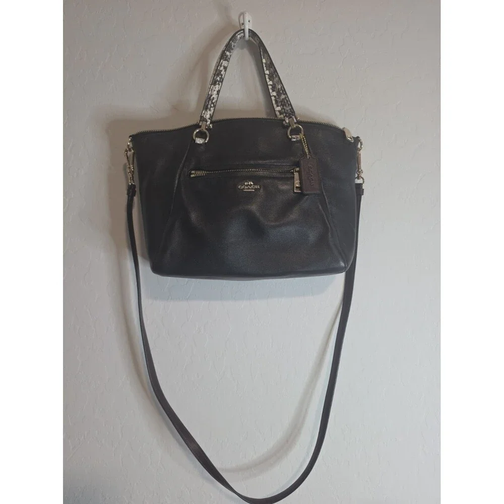 AUTHENTIC COACH PRAIRIE LEATHER SATCHEL ELBOW HANDBAG PURSE _BLACK